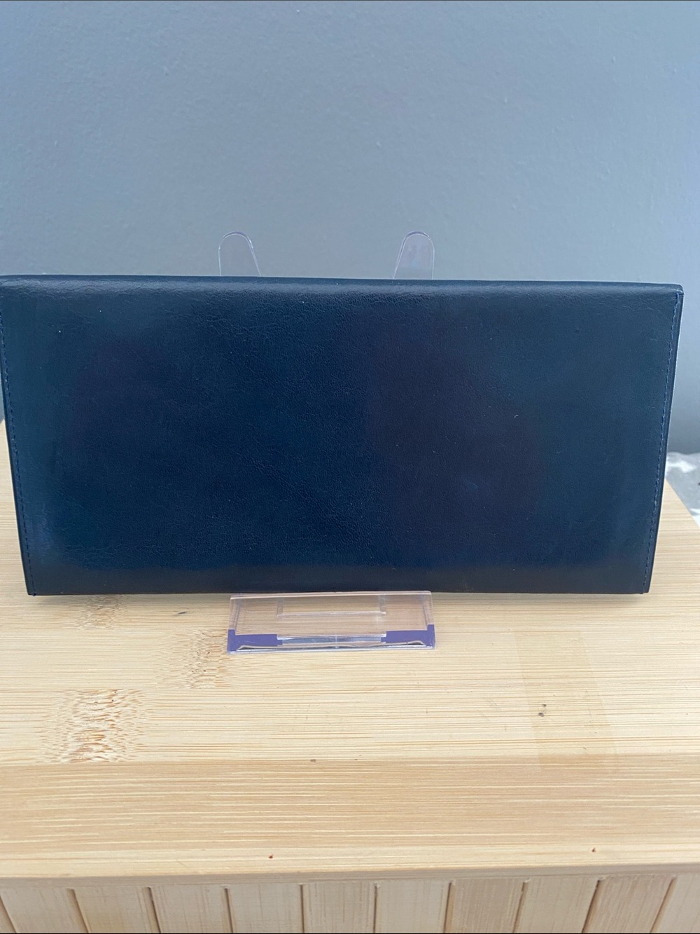 Yves Saint Laurent Navy Blue and Brown Leather Clutch Wallet w/Box - Picture 6 of 10